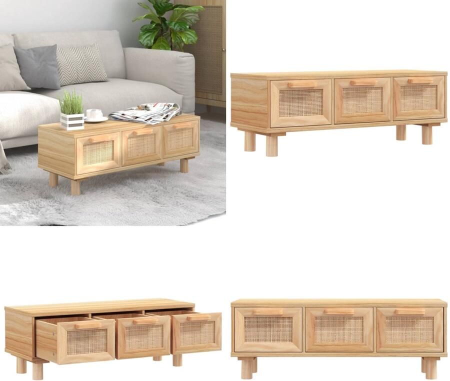 VidaXL Salontafel 80x40x30 cm bewerkt hout en grenenhout bruin Salontafel Salontafels Bijzettafel Banktafel