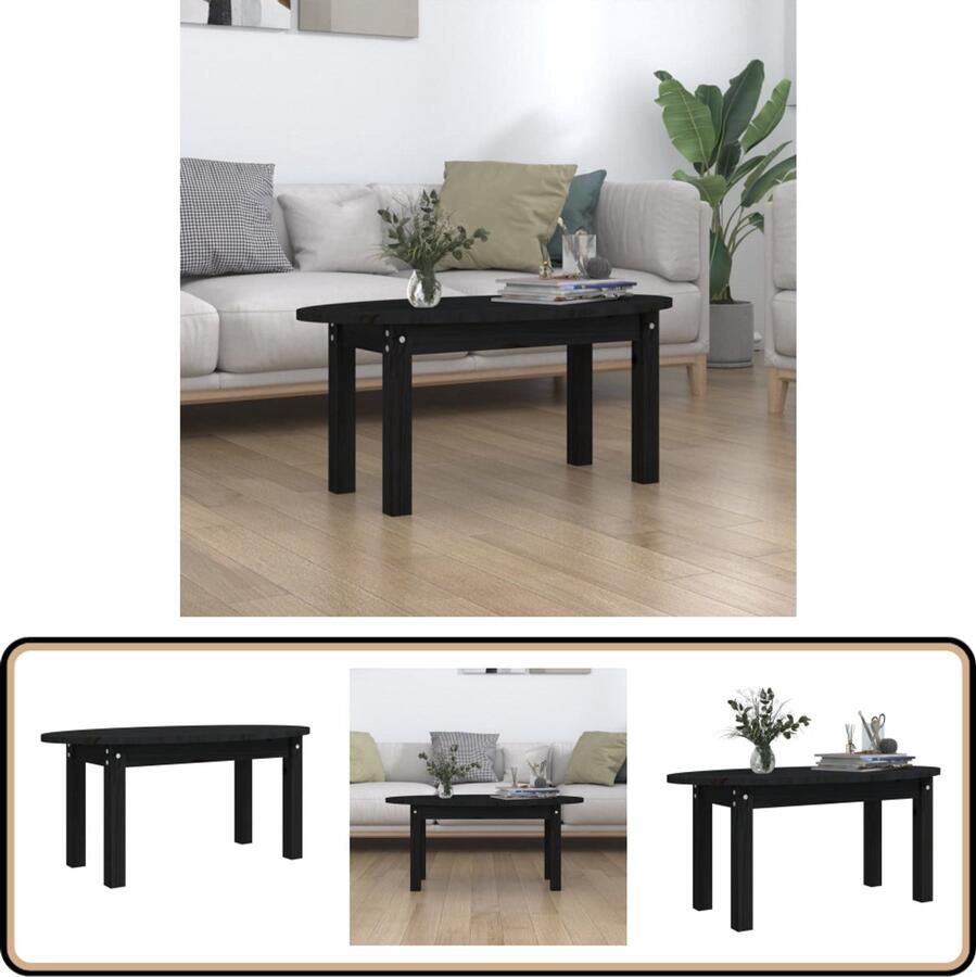 VidaXL -Salontafel-80x40x35-cm-massief-grenenhout-zwart - Foto 3
