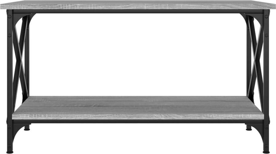 VidaXL -Salontafel-80x45x45-cm-bewerkt-hout-en-ijzer-grijs-sonoma-eiken - Foto 2