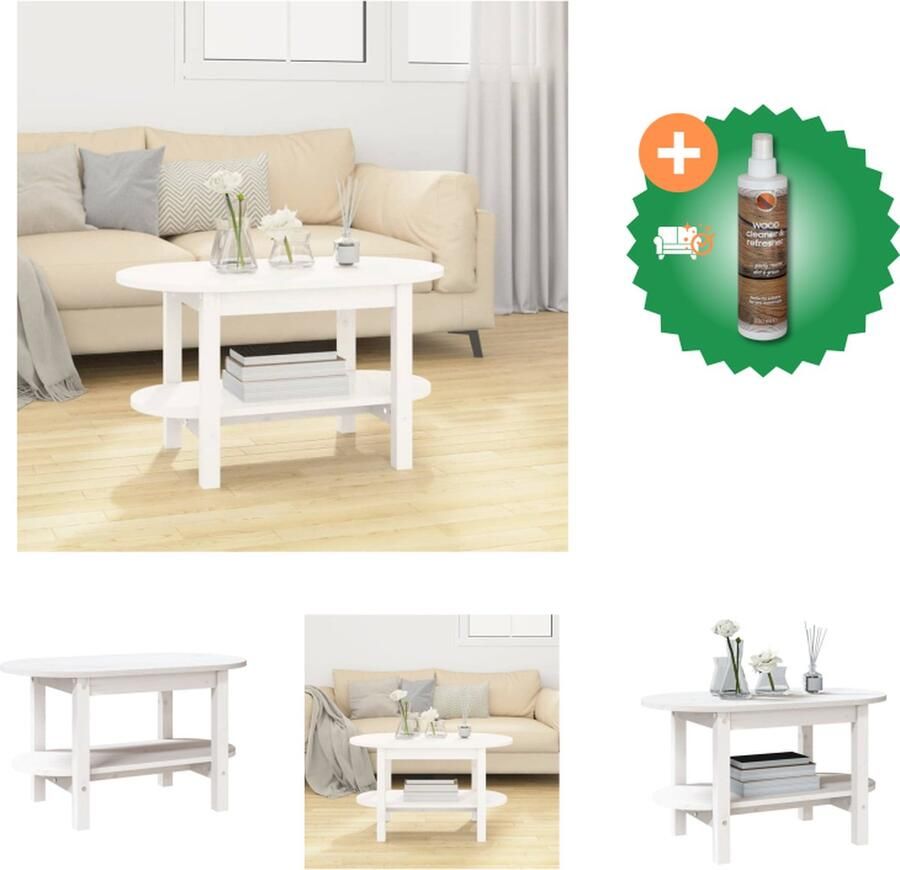 VidaXL Salontafel 80x45x45 cm massief grenenhout wit Tafel Inclusief Houtreiniger en verfrisser