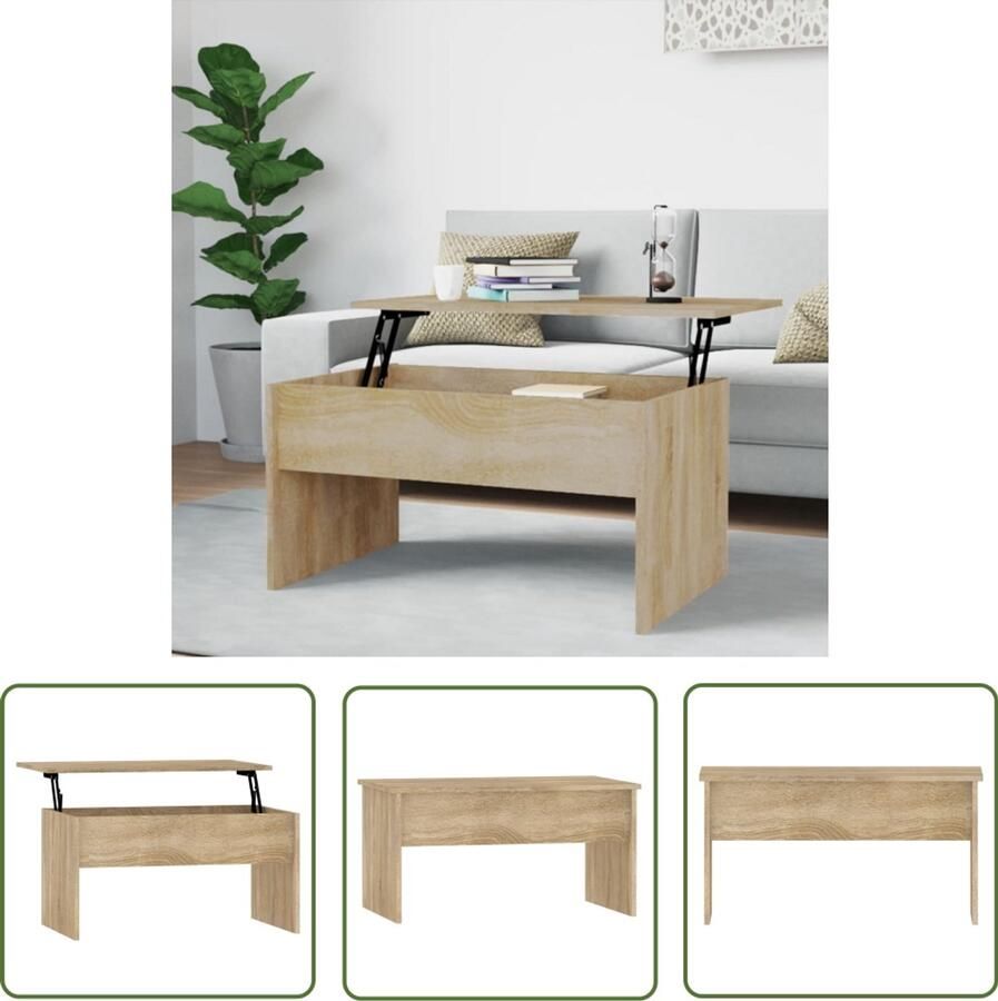 VidaXL Salontafel 80x50 5x41 5 cm Sonoma eikenhout Salontafel Lift-top Tafel Houten Salontafel Met Lade Multifunctionele Tafel Kleine Salontafel Compacte Salontafel Bruine Salontafel