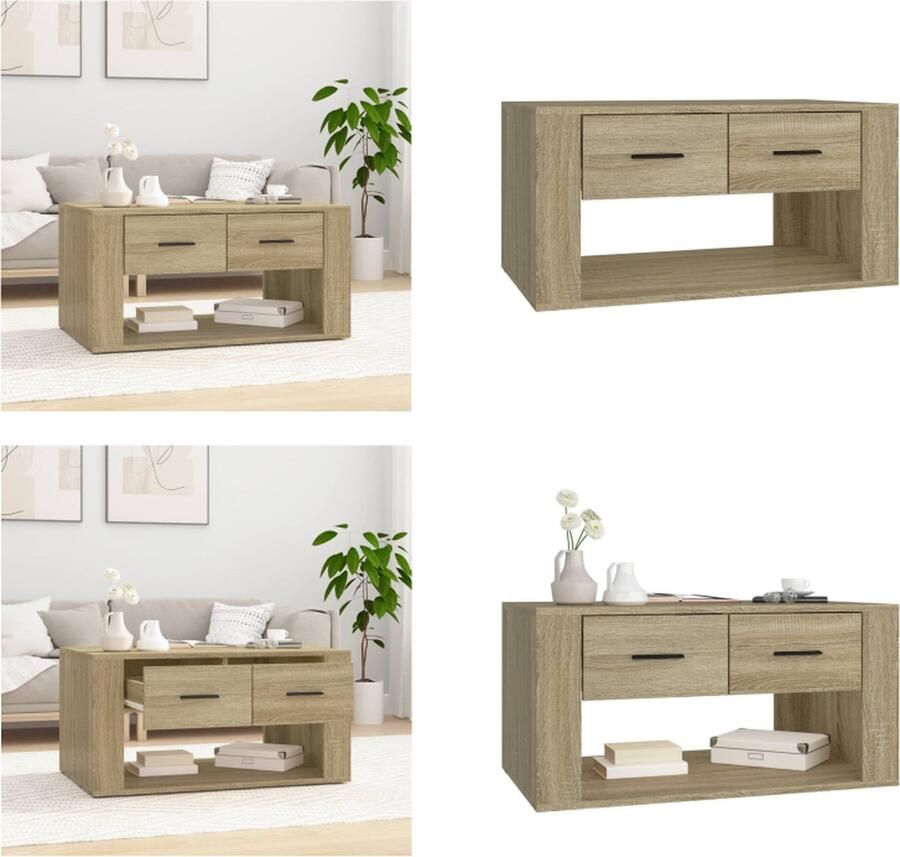 VidaXL Salontafel 80x50x40 cm bewerkt hout sonoma eikenkleurig Salontafel Salontafels Tafel Bijzettafel