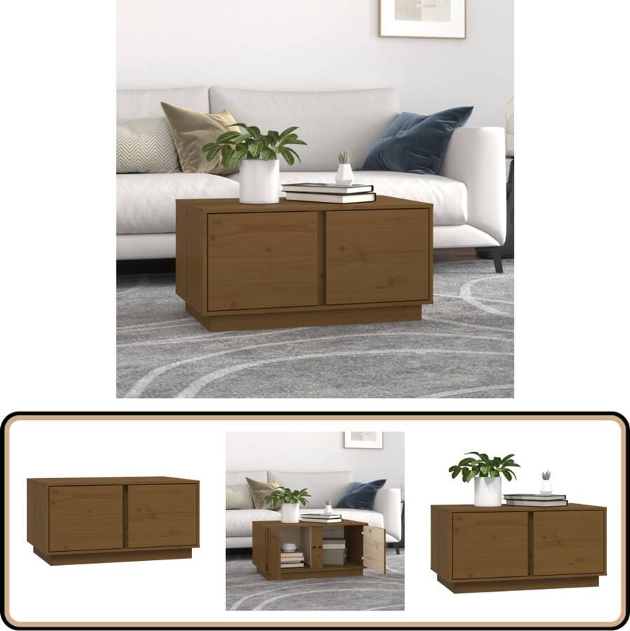 The Living Store Salontafel 80x50x40 cm massief grenenhout honingbruin Salontafel Houten Salontafel Grenenhouten Salontafel Honingbruine Salontafel Salontafeltje - Foto 3