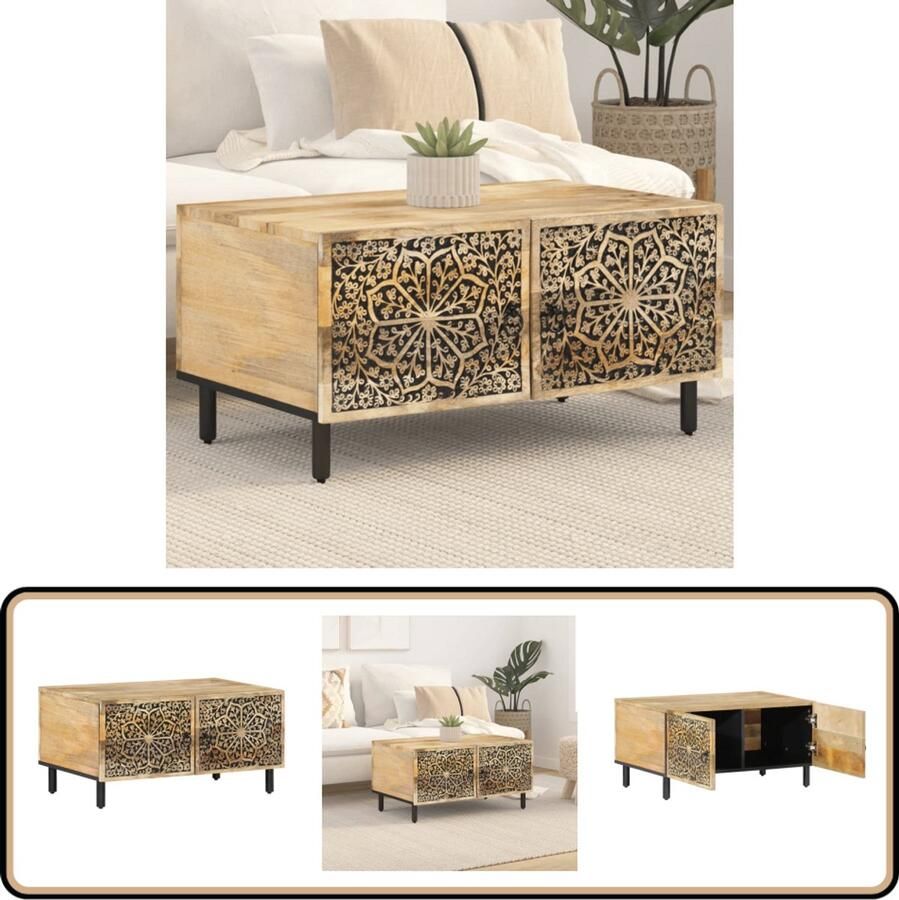 VidaXL Salontafel 80x50x40 cm mangohout Bijzettafel Salontafel Mangohout Retro Vintage