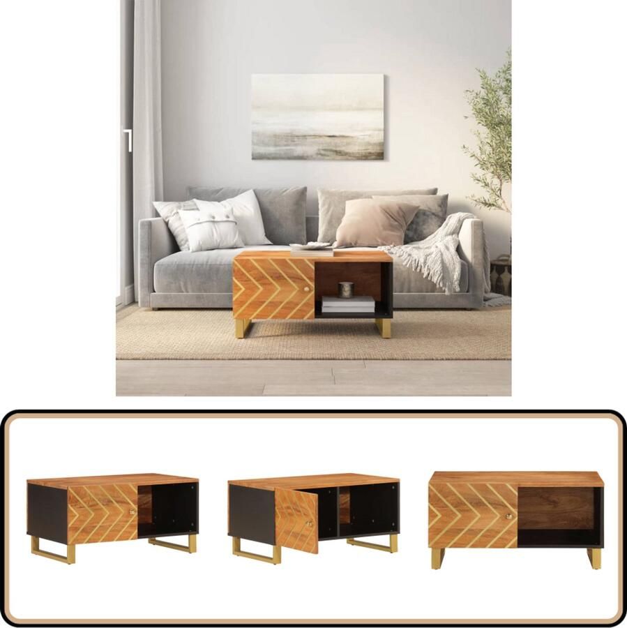 VidaXL Salontafel 80x50x40 cm Mangohout Bruin Zwart Salontafel Bijzettafel Mangohouten Salontafel Houten Salontafel Bruine Salontafel Met Opbergruimte