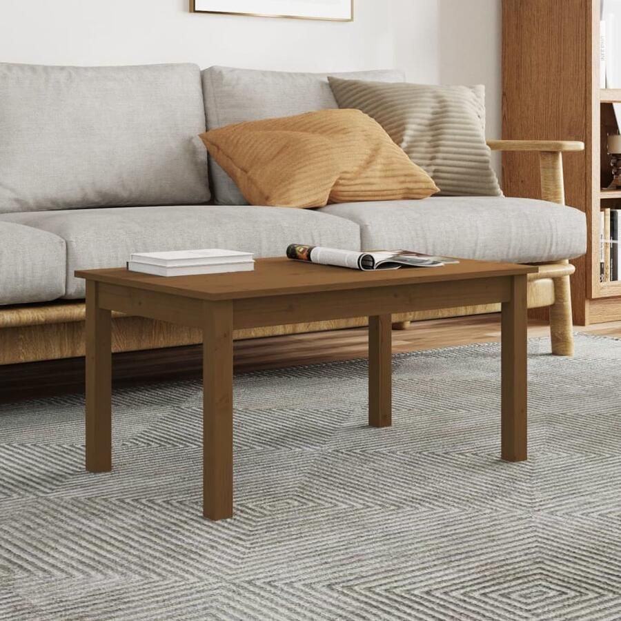 VidaXL Salontafel 80x50x40 cm Massief Grenenhout Salontafel Houten Salontafel Grenenhout Salontafel Honingbruin Kleine Salontafel Moderne Salontafel - Foto 2