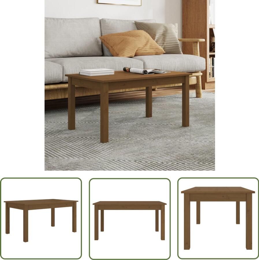 The Living Store Salontafel 80x50x40 cm massief grenenhout honingbruin Salontafel Houten Salontafel Grenenhouten Salontafel Honingbruine Salontafel Salontafeltje - Foto 4
