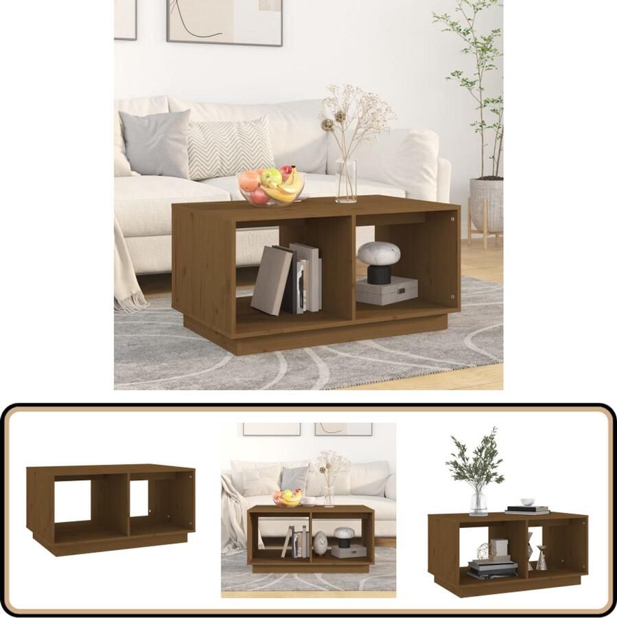 VidaXL Salontafel 80x50x40 cm Massief Grenenhout Salontafel Houten Salontafel Grenenhout Salontafel Honigbruine Salontafel Kleine Salontafel