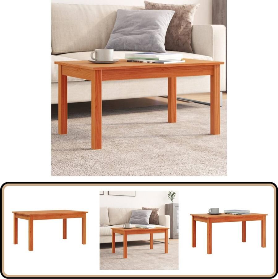 The Living Store Salontafel 80x50x40 cm massief grenenhout wasbruin Salontafel Houten Salontafel Grenenhouten Salontafel Wasbruine Salontafel Kleine Salontafel