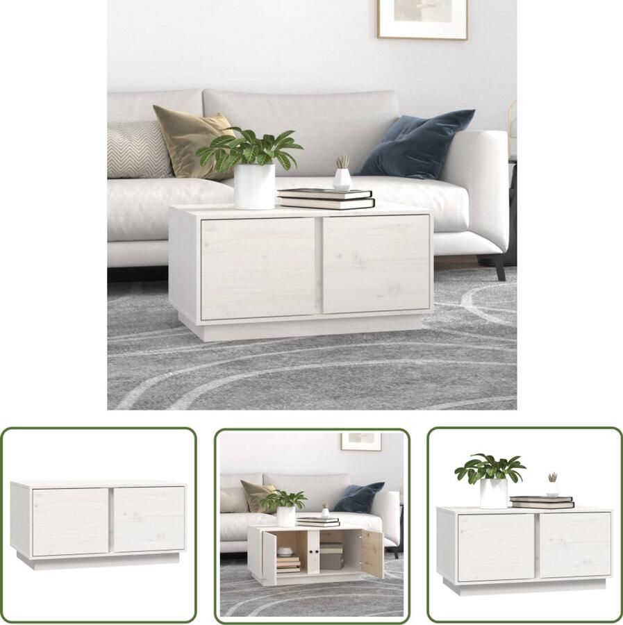 VidaXL Salontafel 80x50x40 cm Massief Grenenhout Wit Salontafel Houten Salontafel Grenenhouten Salontafel Witte Salontafel Salontafeltje Bijzettafel
