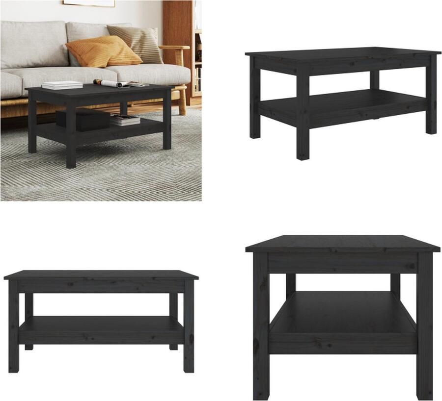 VidaXL Salontafel 80x50x40 cm massief grenenhout zwart Salontafel Salontafels Tafel Bijzettafel