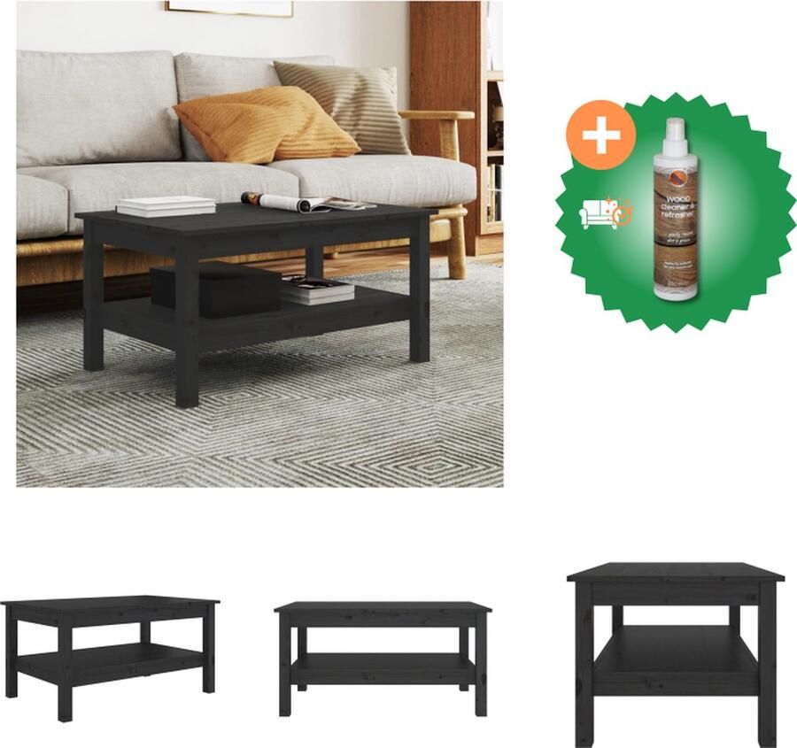 VidaXL Salontafel 80x50x40 cm massief grenenhout zwart Tafel Inclusief Houtreiniger en verfrisser