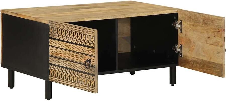 VidaXL Salontafel 80x50x40 cm Mangohout Zwart Salontafel Mangohouten Meubels Industrieel Design Opbergruimte Tv Tafeltje Living Accessoires Moderne Salontafels Stoer Meubilair Multifunctioneel Meubel Compact Bureau
