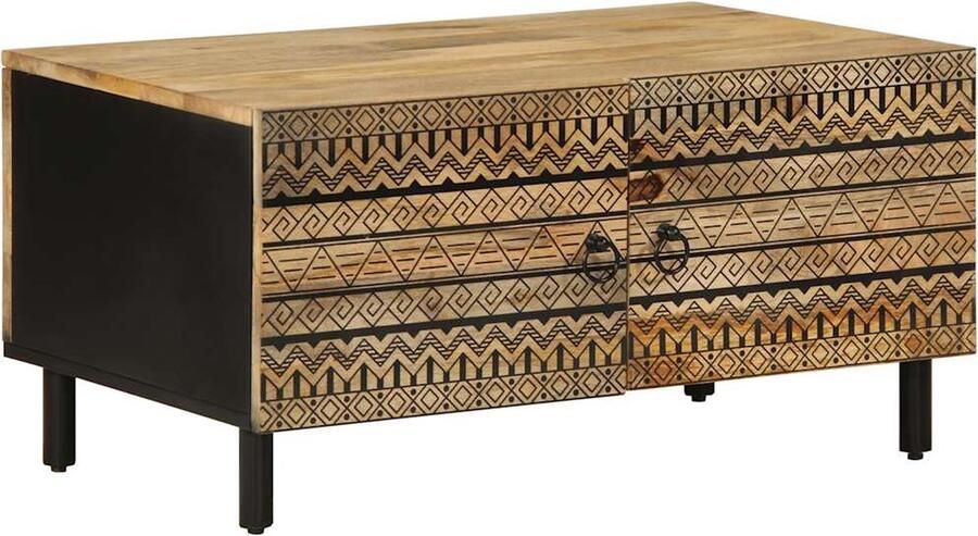 VidaXL Salontafel 80x50x40 cm massief ruw mangohout zwart