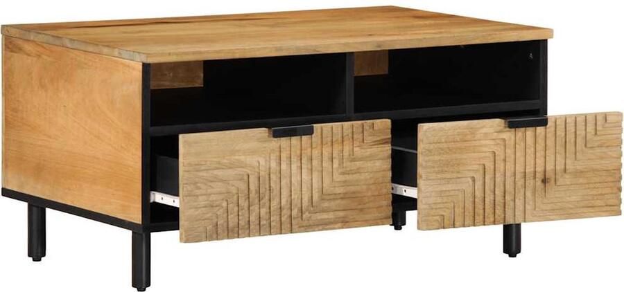VidaXL Salontafel 80x54x40 cm massief mangohout Salontafel Houten Salontafel Mango Wood Bijzettafel Tv Tafeltje Living Room Furniture Meubels Modern Design Bruine Salontafel Stoer Compact Multifunctioneel