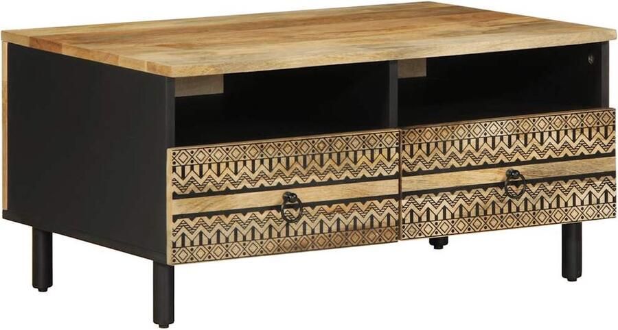 VidaXL Salontafel 80x54x40 cm massief ruw mangohout zwart