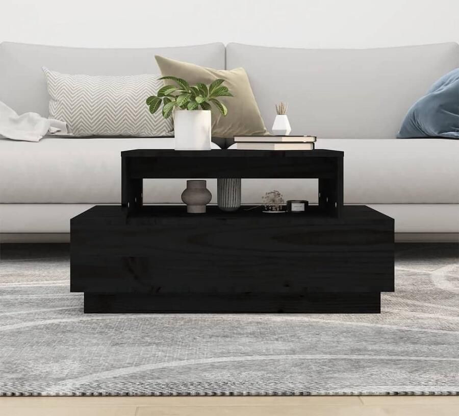 VidaXL -Salontafel-80x55x40 5-cm-massief-grenenhout-zwart - Foto 3