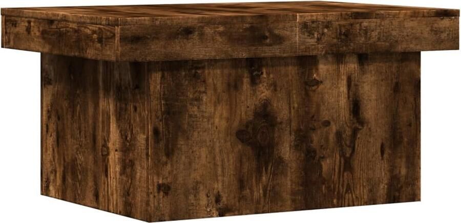 The Living Store Salontafel 80x55x40 cm bewerkt hout gerookt eikenkleurig Salontafel Trendy Salontafel Houten Salontafel Met Opbergruimte Bruine Salontafel