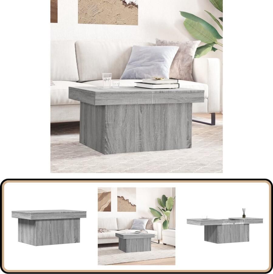 VidaXL Salontafel Grijs Sonoma Eiken 80x55x40 cm Salontafel Houten Salontafel Grijze Salontafel Trendige Salontafel Met Lade Livingroom Meubilair