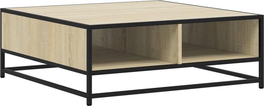 VidaXL Salontafel 80x80x30 cm bewerkt hout en metaal sonoma eikenkleur