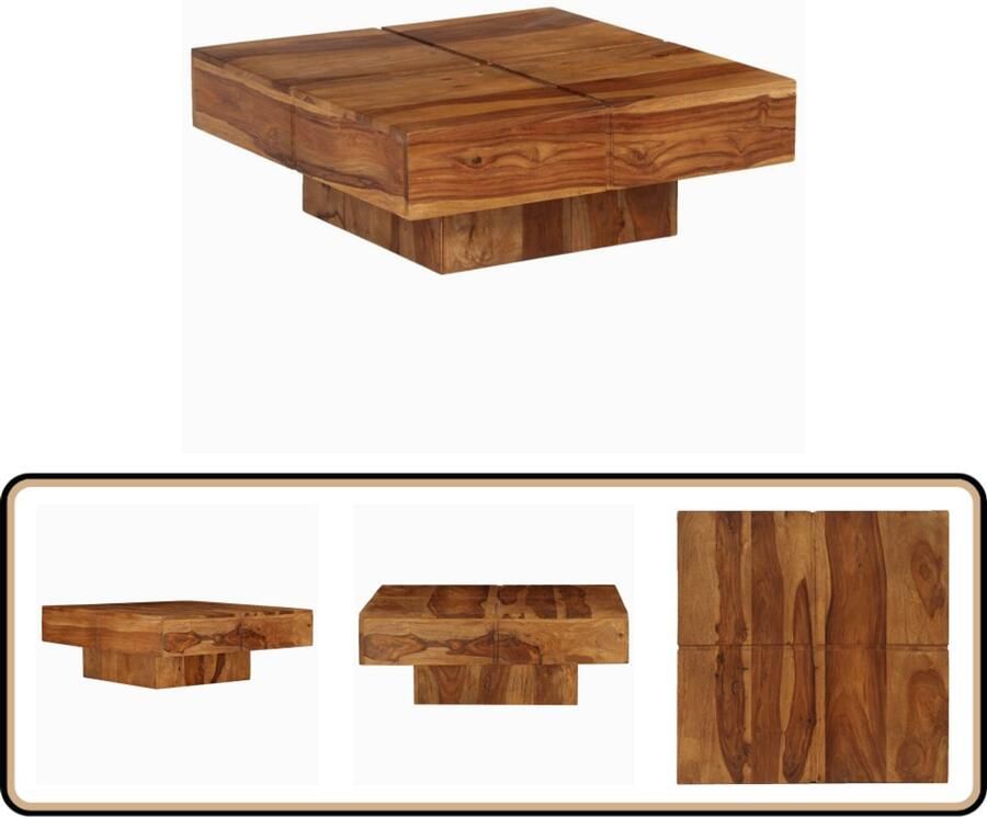 VidaXL Salontafel 80x80x30 cm massief acaciahout Salontafel Acacia Houten Meubels Vintage Style Bijzettafels Tv Tafels