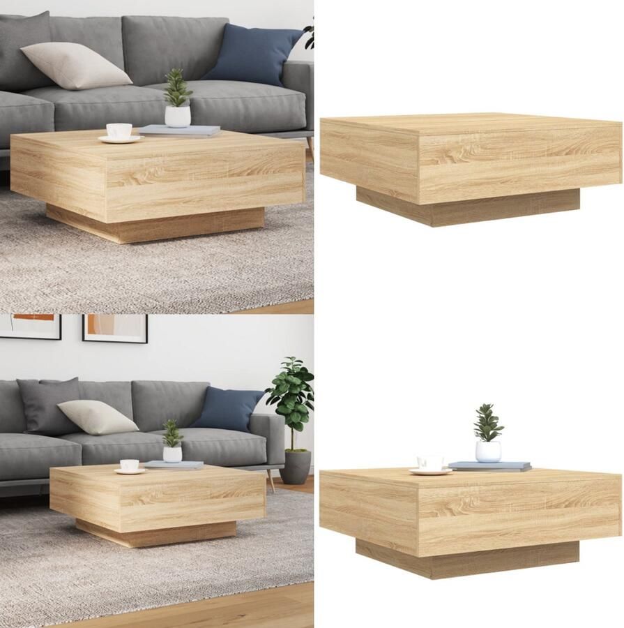VidaXL Salontafel 80x80x31 cm spaanplaat sonoma eikenkleurig Salontafel Salontafels Bijzettafel Banktafel