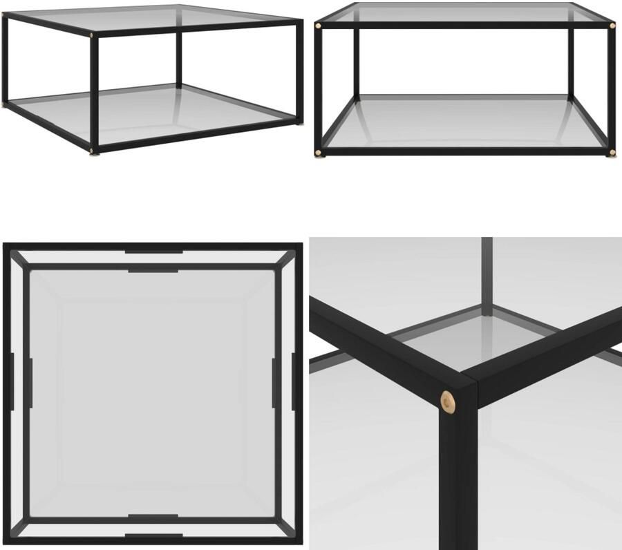 VidaXL Salontafel 80x80x35 cm gehard glas transparant Banktafel Banktafels Bijzettafel Bijzettafels