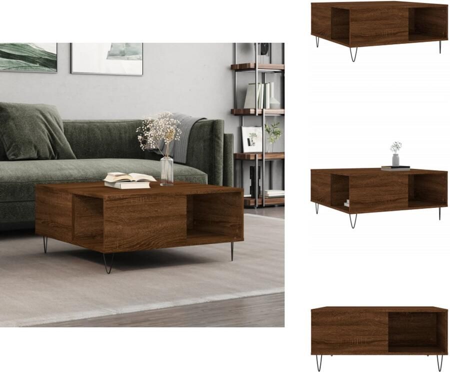 VidaXL -Salontafel-80x80x36 5-cm-bewerkt-hout-bruin-eikenkleur - Foto 7