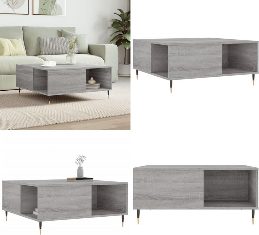 VidaXL -Salontafel-80x80x36-5-cm-bewerkt-hout-grijs-sonoma-eikenkleurig Salontafel Salontafels Bijzettafel Banktafel