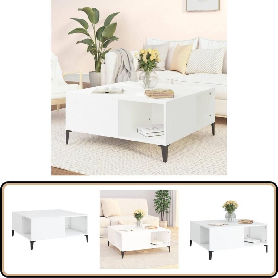 VidaXL Salontafel 80x80x36 5 cm Bewerkt hout Wit Salontafel Bijzettafel Houten Salontafel Witte Salontafel Moderne Salontafel