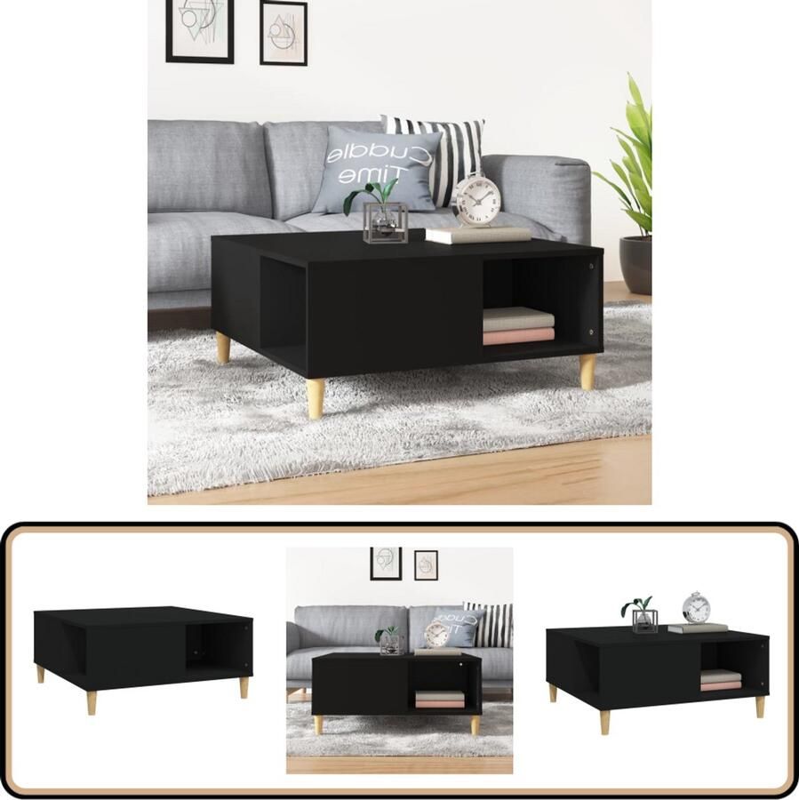 VidaXL Salontafel 80x80x36 5 cm Bewerkt hout Zwart Salontafel Zwarte Salontafel Houten Salontafel Bijzettafel Opbergruimte Moderne Salontafel Minimalistisch Meubilair Livingkamer Decoratie Woonkamer Accessoires