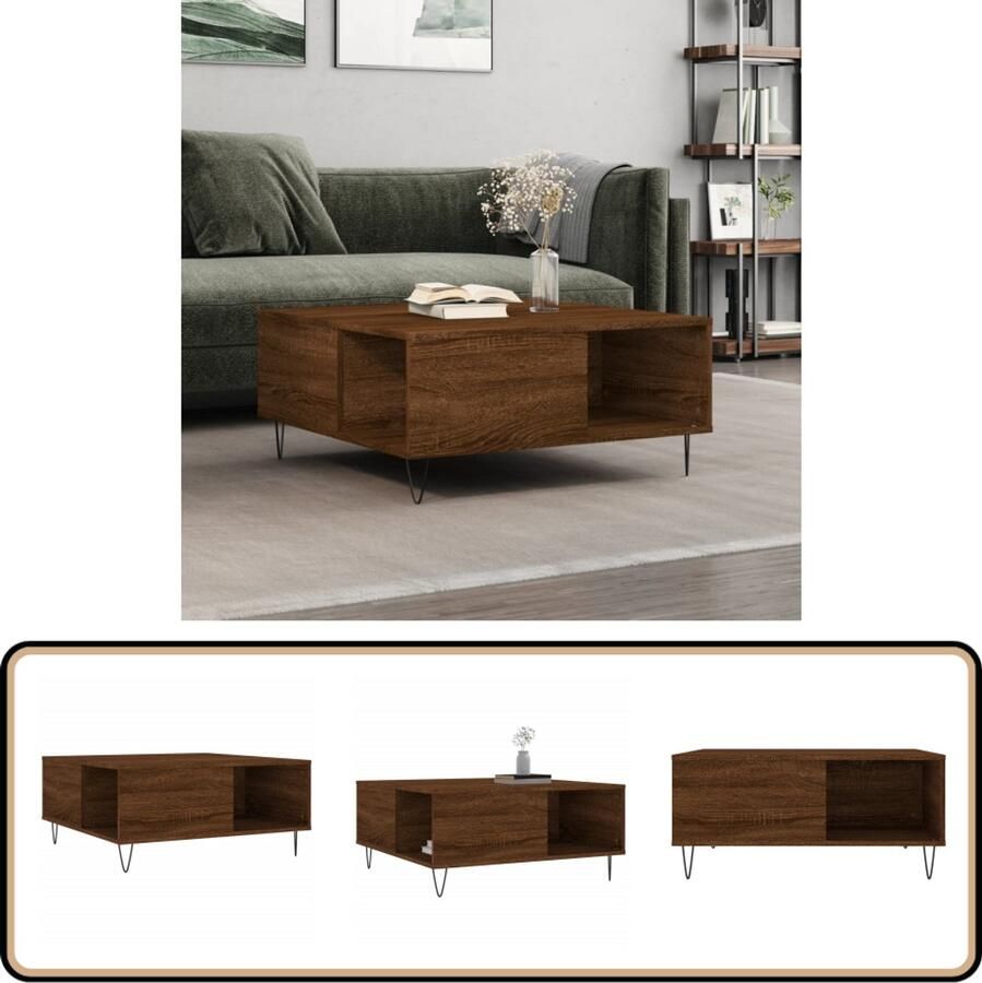 VidaXL Salontafel 80x80x36 5 cm Bruin Eiken Salontafel Houten Salontafel Bruine Eiken Salontafel Bijzettafel Design Meubilair Living Room Furniture Koffietafel Tv Tafellaar
