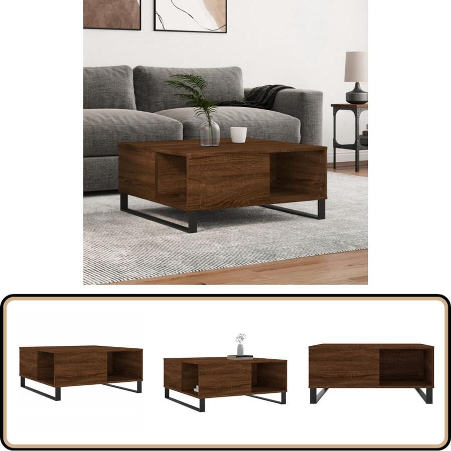 VidaXL Salontafel 80x80x36 5 cm Bruin Eiken Salontafel Houten Salontafel Bruine Salontafel Bijzettafel Modern Design