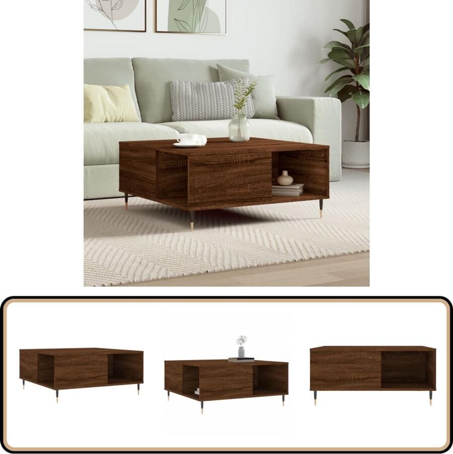 VidaXL Salontafel 80x80x36 5 cm Bruin Eikenhout Salontafel Bijzettafel Houten Salontafel Bruine Eiken Meubilair Bruine Salontafel