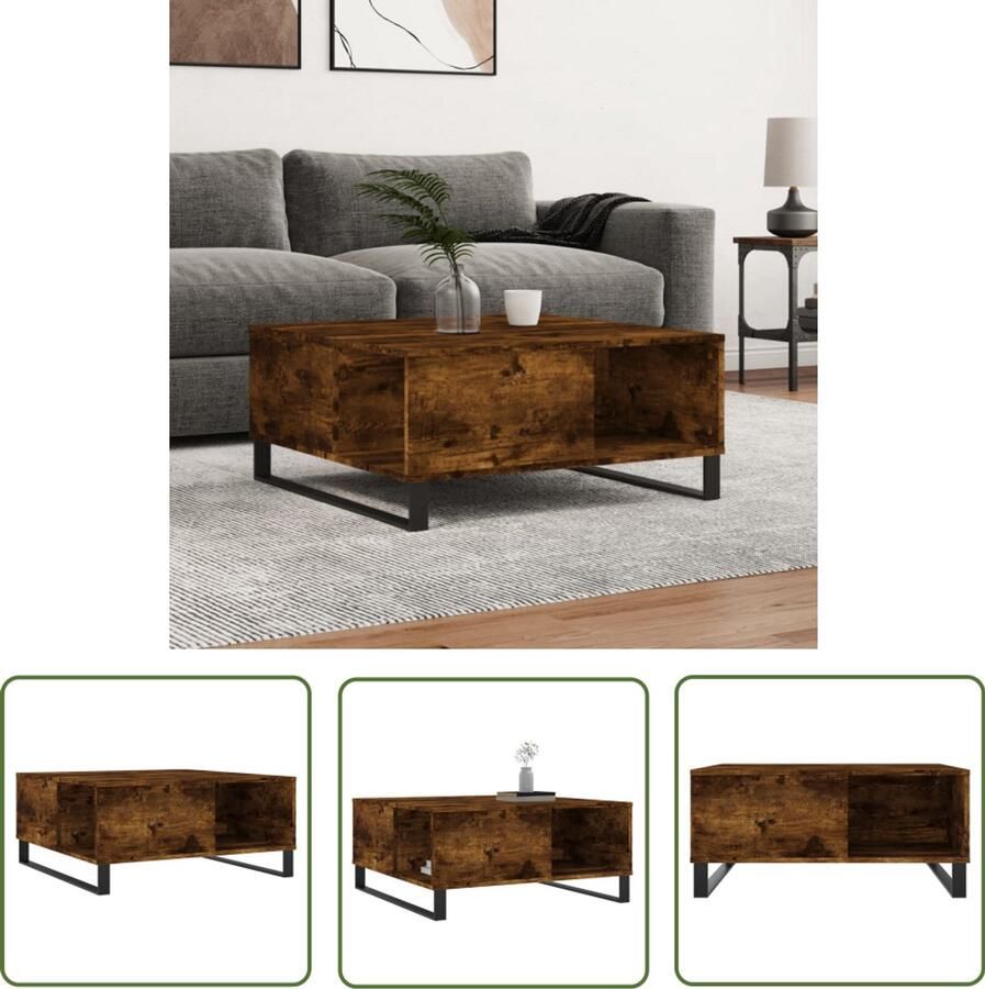 VidaXL Salontafel 80x80x36 5 cm Gerookt Eiken Salontafel Bijzettafel Houten Salontafel Bruine Salontafel Design Salontafel