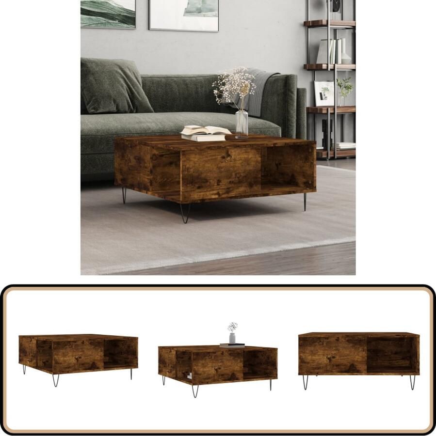 VidaXL Salontafel 80x80x36 5 cm Gerookt Eiken Salontafel Bijzettafel Houten Salontafel Design Salontafel Bruine Salontafel
