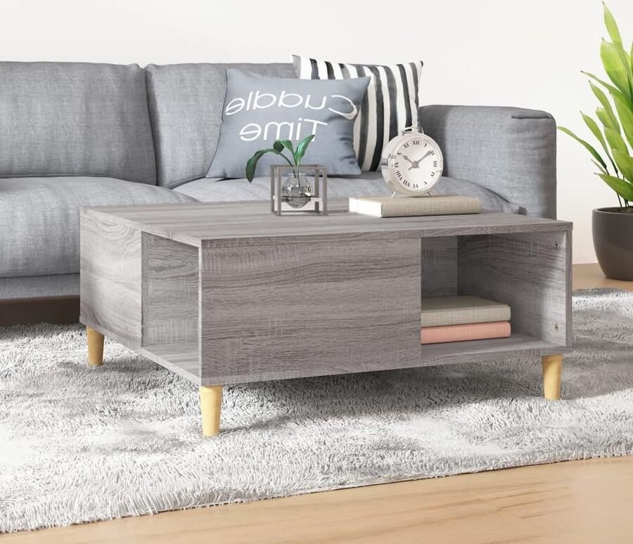 VidaXL Salontafel 80x80x36 5 cm Grijs Sonoma Eik Salontafel Bijzettafel Houten Salontafel Grijze Salontafel Moderne Salontafel Industriële Salontafel Kleine Salontafel Tv Tafeltje Woonkamer Meubilair Living Room Furniture - Foto 2