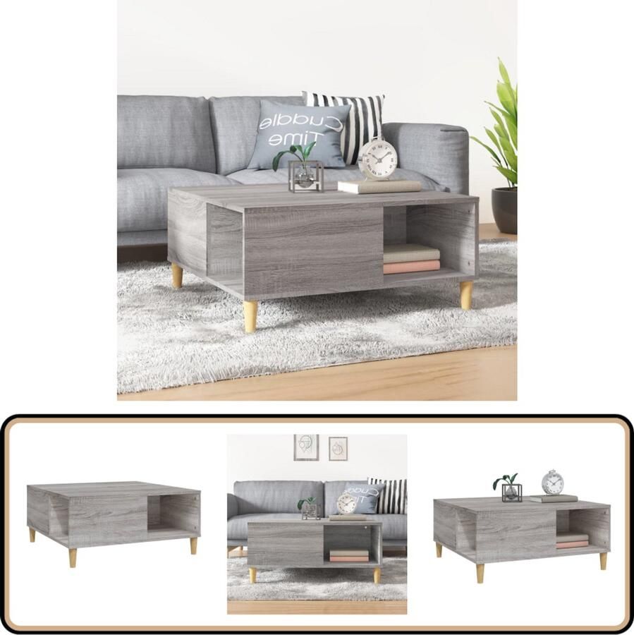 VidaXL Salontafel 80x80x36 5 cm Grijs Sonoma Eik Salontafel Bijzettafel Houten Salontafel Grijze Salontafel Moderne Salontafel Industriële Salontafel Kleine Salontafel Tv Tafeltje Woonkamer Meubilair Living Room Furniture