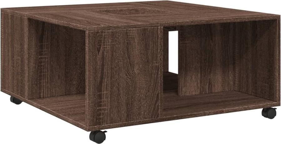 VidaXL Salontafel 80x80x40 cm Bruin Eikenhout Salontafel Houten Salontafel Woonkamer Meubels Multifunctioneel Meubel Opbergkast