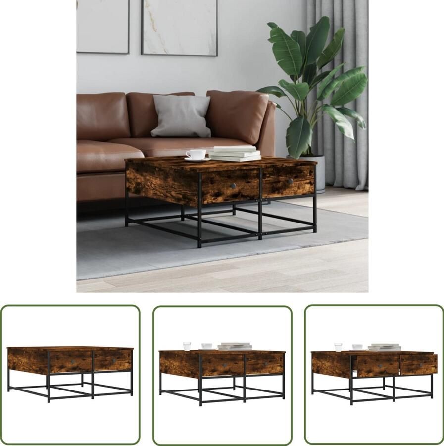VidaXL Salontafel 80x80x40 cm Gerookt Eiken Salontafel Houten Salontafel Bijzettafel Bruine Salontafel Design Salontafel Tv Tafeltje Koffietafel Living Room Furniture Interieurdecoratie Meubilair