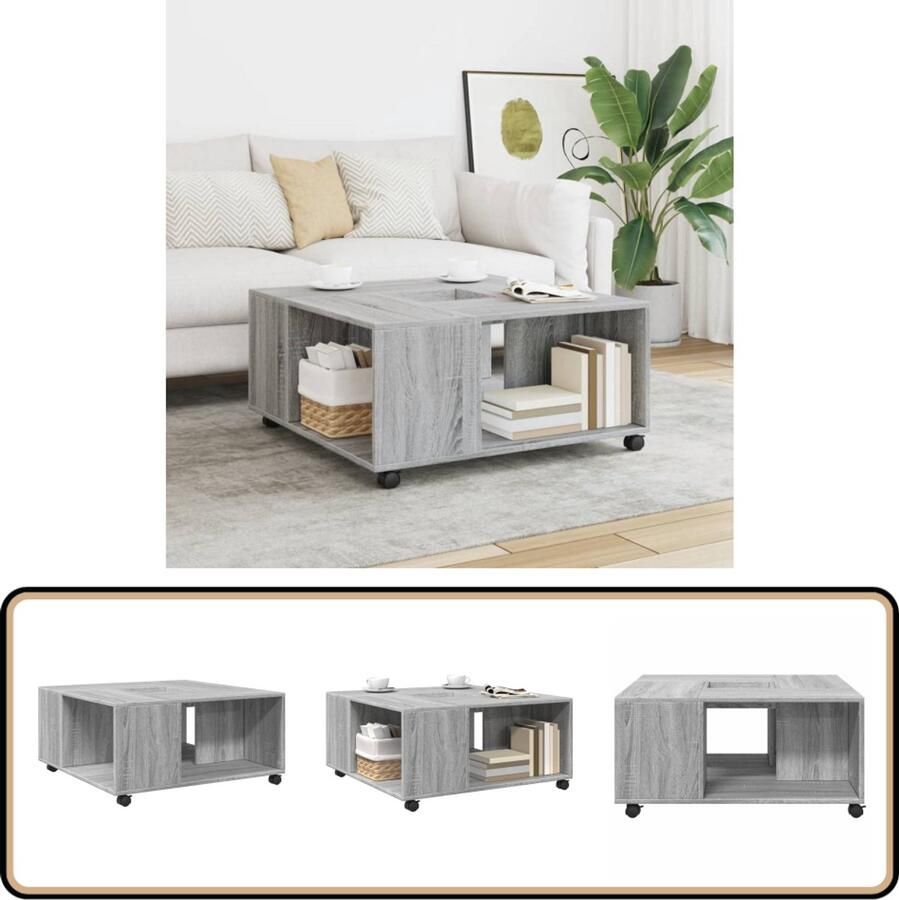 VidaXL Salontafel 80x80x40 cm Grijs Sonoma Eiken Salontafel Salontafels Bijzettafel Banktafel