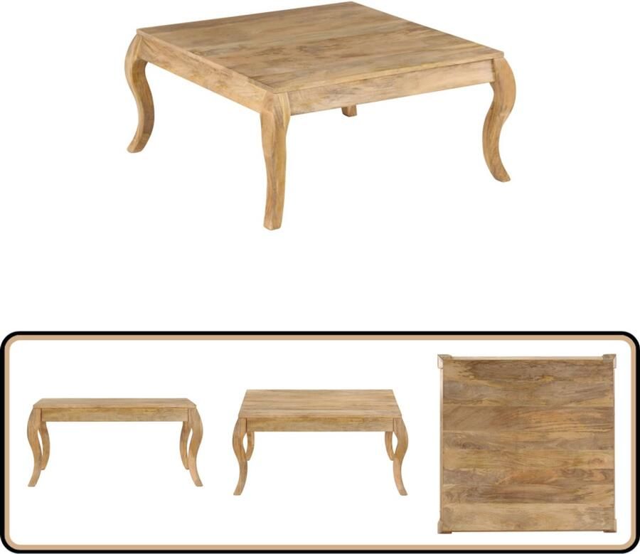 VidaXL Salontafel Massief Mangohout 80x80x40 cm Salontafel Mangohout Vintage Retro Meubilair