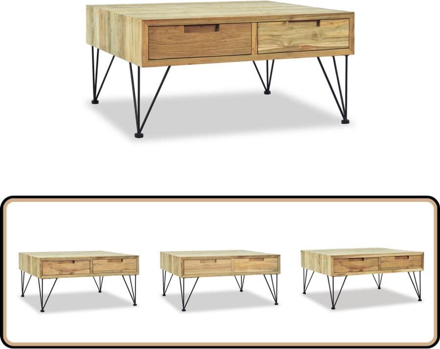 VidaXL Salontafel 80x80x40 cm massief teakhout Salontafel Teak Vintage Industrieel Landelijk