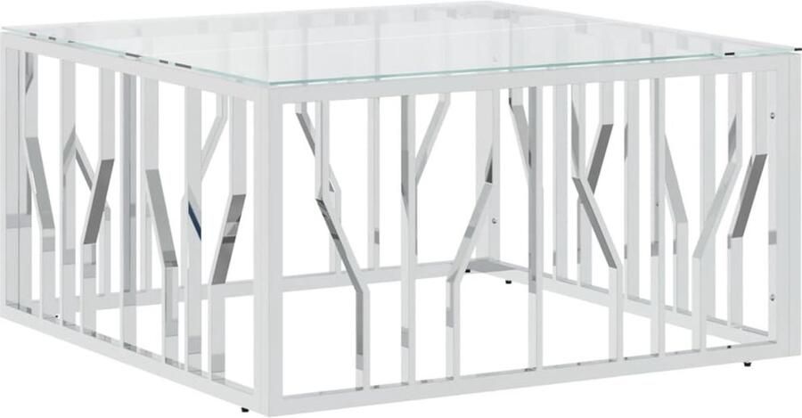 VidaXL Salontafel 80x80x40 cm Roestvrij Staal & Glas Salontafel Roestvrijstaalsalontafel Glassalontafel Koffietafel Salontafeltje Livingroomtable