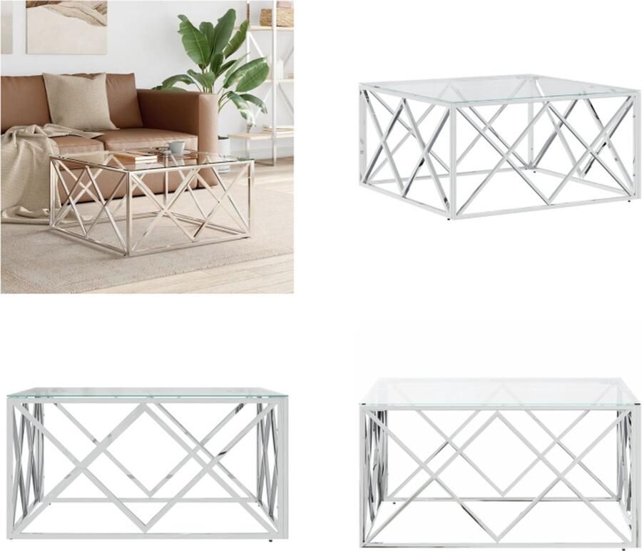 VidaXL -Salontafel-80x80x40-cm-roestvrij-staal-en-glas