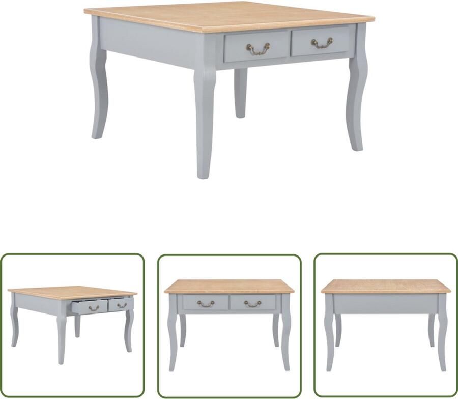 VidaXL Salontafel 80x80x50 cm hout grijs Salontafel Houten Salontafel Vintage Salontafel Retro Salontafel Bruin Meubilair Grijs Meubilair Tv Tafeltje Koffietafel