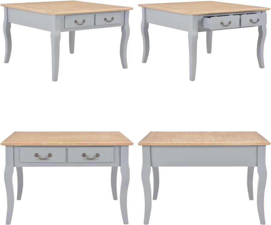VidaXL Salontafel 80x80x50 cm hout grijs Salontafel Salontafels Tafel Tafels