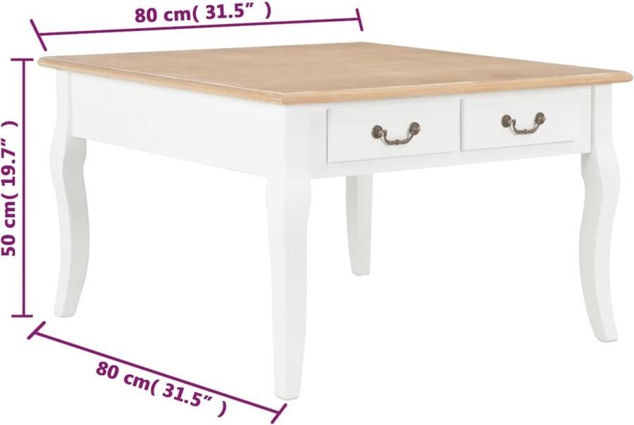 VidaXL -Salontafel-80x80x50-cm-hout-wit - Foto 2