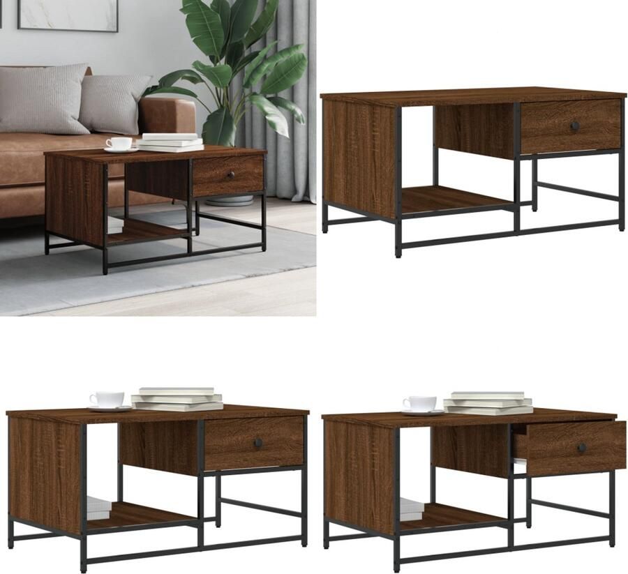 VidaXL Salontafel 85 5x51x45 cm bewerkt hout bruin eikenkleur Salontafel Salontafels Bijzettafel Banktafel