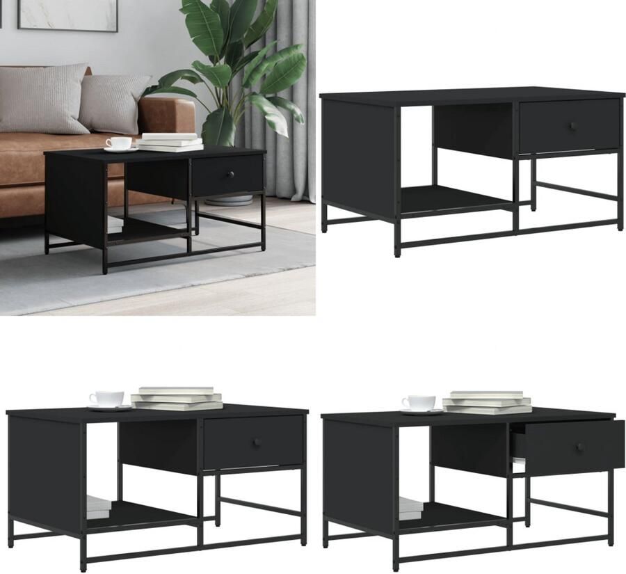 VidaXL Salontafel 85 5x51x45 cm bewerkt hout zwart Salontafel Salontafels Bijzettafel Banktafel